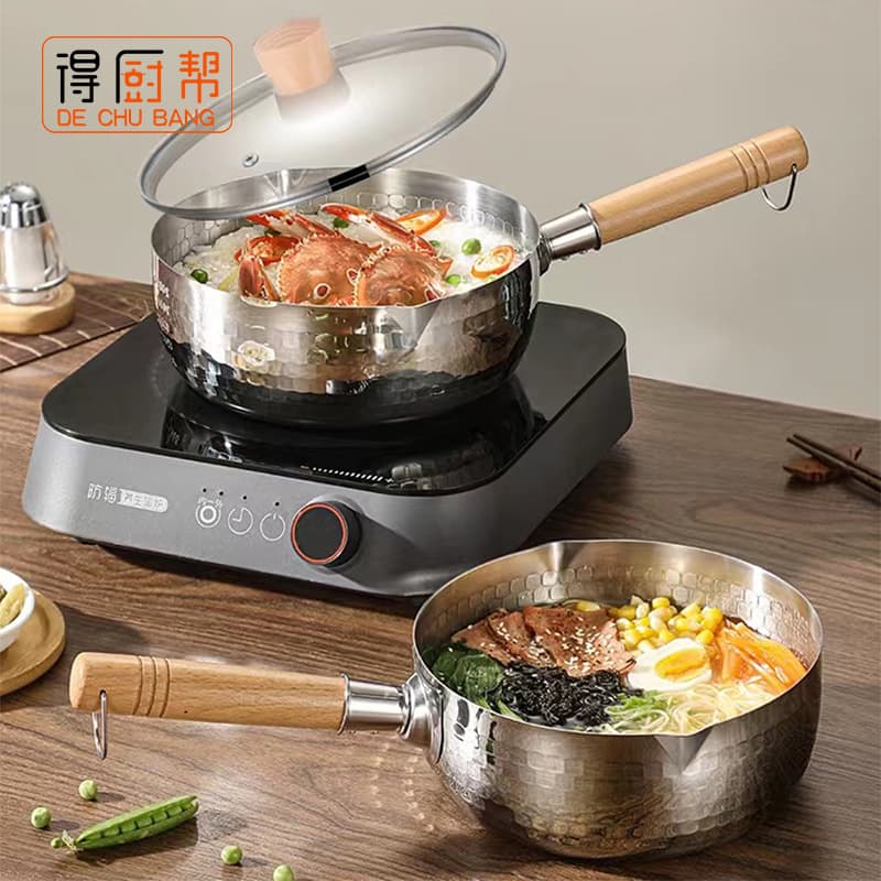 Thickened 304 stainless steel Yukihira pot, Japanese single-handle milk pan for boiling instant noodles, baby food pot, infant Yukihira pot