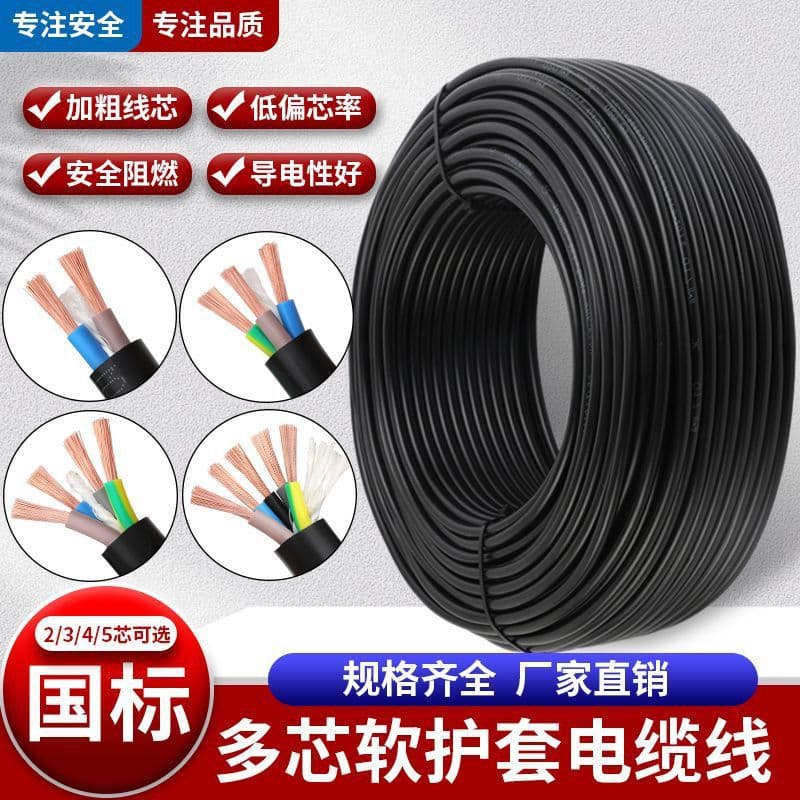 National Standard Cable 2-Core 3-Core 4-Core Two-Core Three-Core Two-Phase Three-Phase 1 1.5 2.5 4 6 sq.mm Freeze-Resistant Sheath Direct Sales