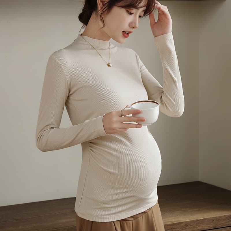 Maternity Base Layer Turtleneck Top for Spring and Fall, Modal Fabric, Plus Size, Winter Warm Underwear
