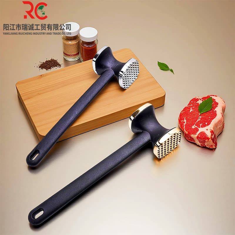 Zinc Alloy Double-Sided Meat Tenderizer Mallet Steak Hammer Meat Pounder Dual-Side Beater Garlic Crusher Tenderizing Kitchen Tool