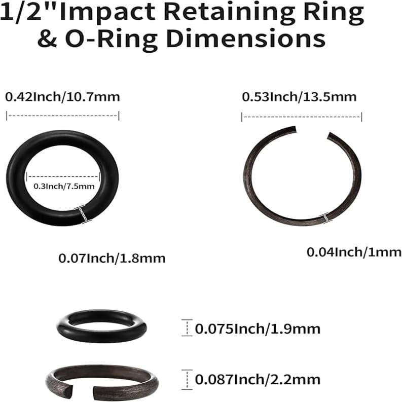 1/2" 3/8" Impact Retaining Ring Clamp with O-Ring, Compatible with Milwaukee Type Wrench