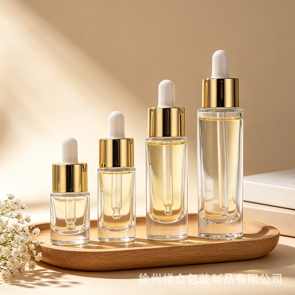Spot round bottle glass essential oil bottle 5ml10ml15ml30ml dropper bottle cosmetic bottle sub-bottling wholesale