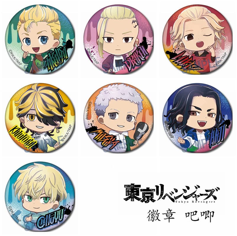 Cross-border Tokyo Revengers Badge Tin Pin Round Mirror Brooch Cartoon Button Wholesale