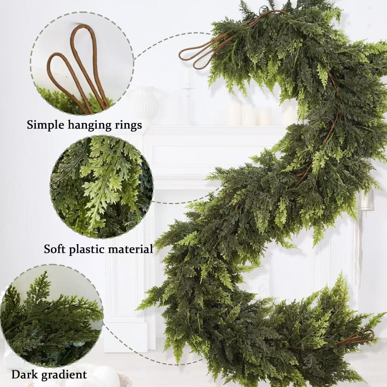TEMU Hot-seller Independent Site Cedar Vine Woven Cross-border Amazon Artificial Simulation Soft Touch Christmas