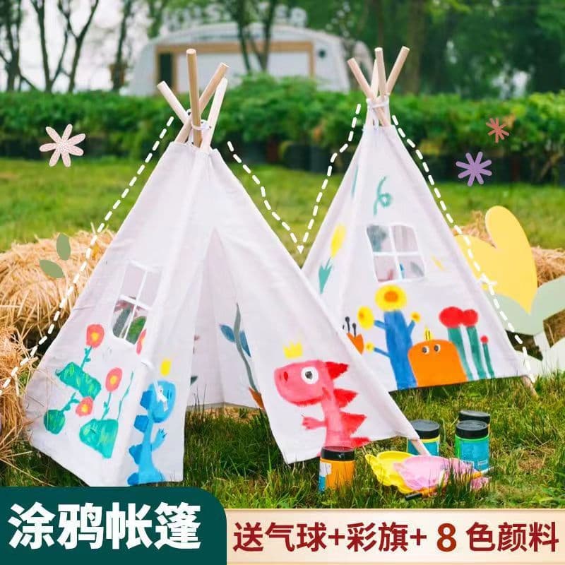 Children's Hand-Painted Tent Craft Painting Graffiti Fabric Kindergarten Outdoor Parent-Child Activity Playhouse