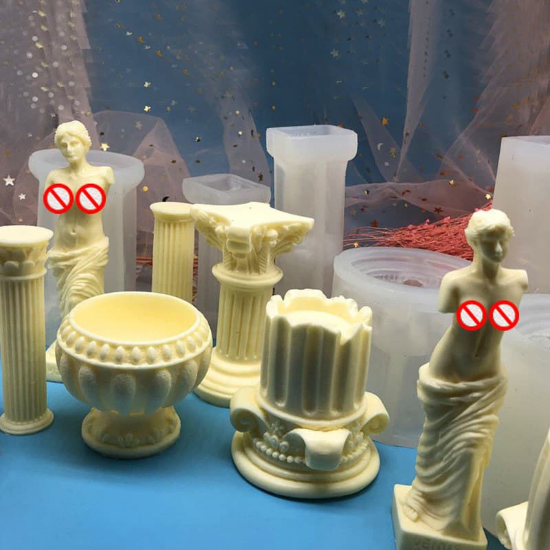 Roman column scented candle silicone mold DIY portrait Venus goddess human body glue plaster abrasive baking tool