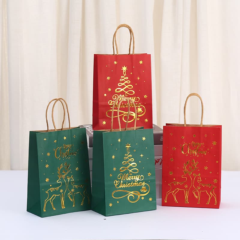 Shopping bag tote bag hot stamping Christmas paper bag party gift packaging bag wholesale kraft paper gift bag