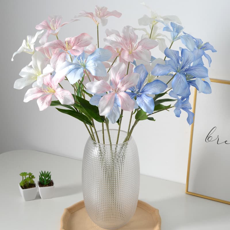 Artificial Flower 5-Head Flame Orchid, Artificial Lily, Wedding Flowers, Wedding Background Floral Arrangement, Artificial Fake Flowers Wholesale