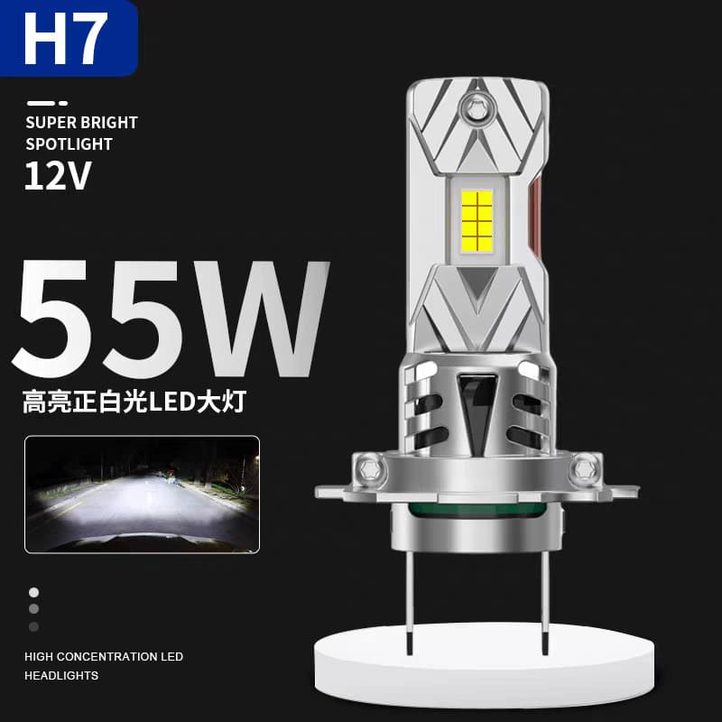 Car Halogen Direct Plug LED Headlight Motorcycle Fan High Brightness Laser Headlight H7 No-Damage Installation H11 Bulb