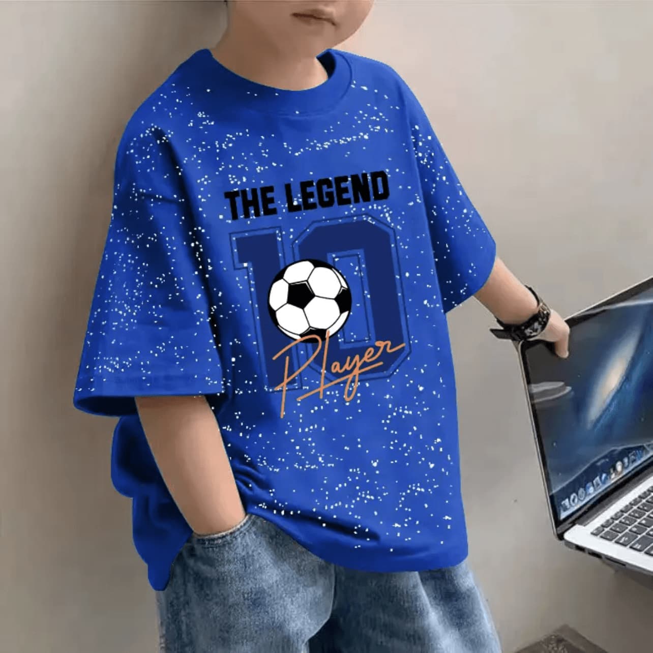 Boys' Cotton Short Sleeve T-Shirt 2024 Summer Middle and Big Kids Casual Cool Kids Starry Sky Half Sleeve Top