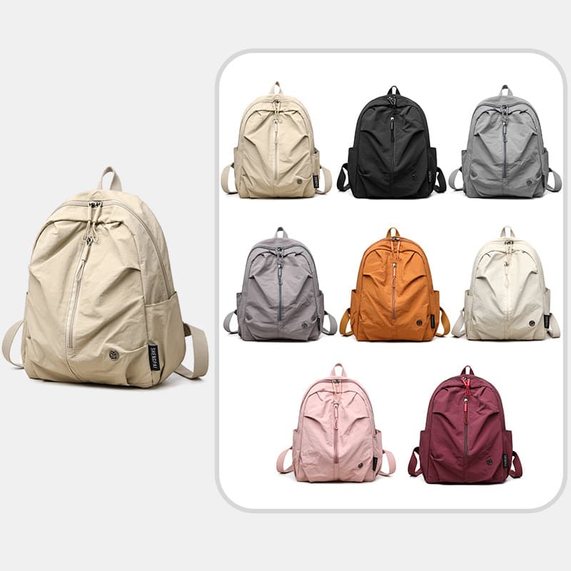 Cross-border Student Backpack with Pleated Design, Japanese-style Campus Backpack, Customizable Logo, Casual Travel Backpack for Women