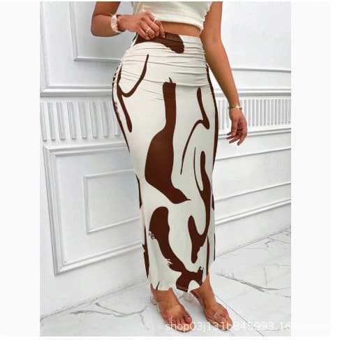 2025 Cross-Border Europe and America Zebra Pattern Slim and Hot High-Waisted Bodycon Mermaid Pencil Long Skirt