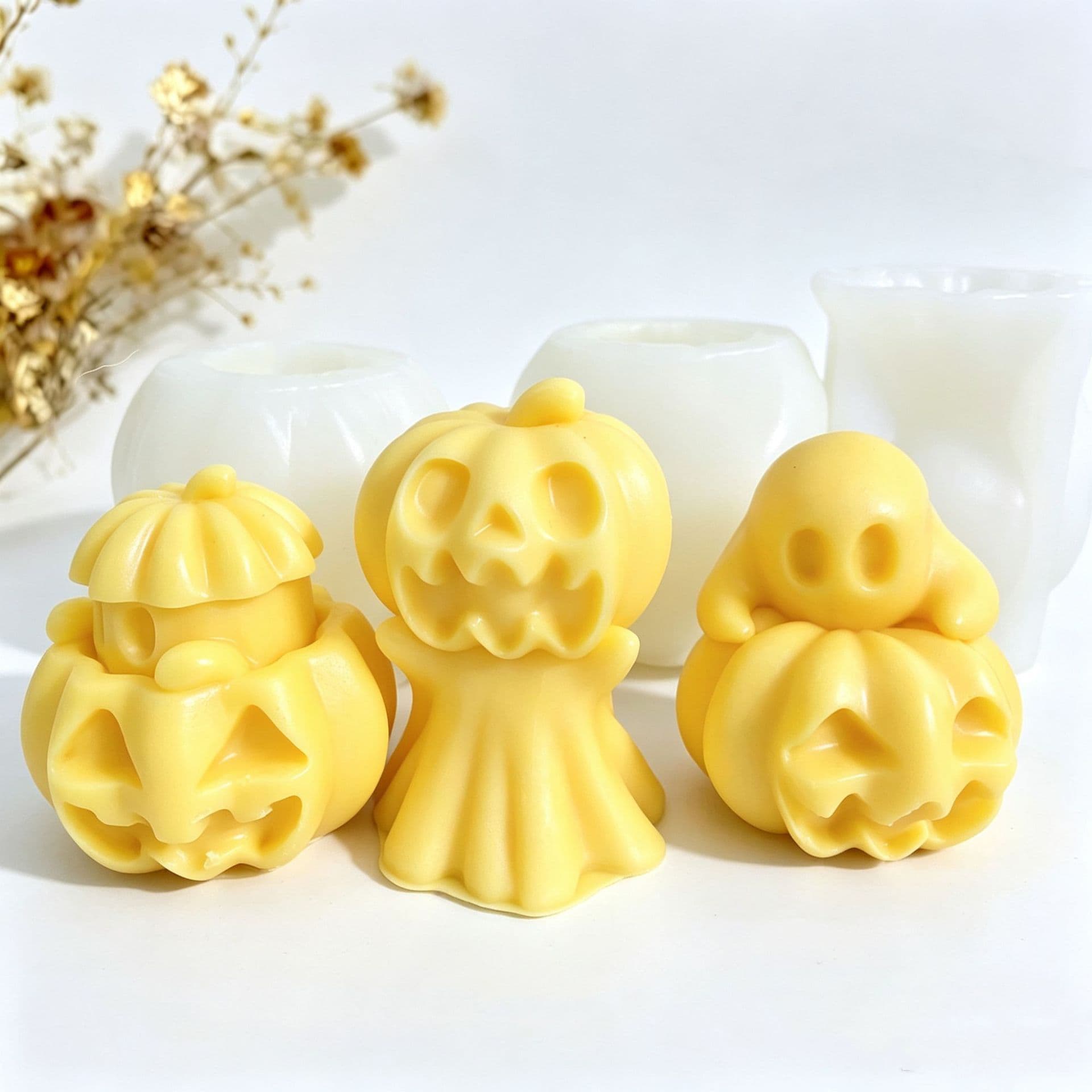 Halloween Pumpkin Ghost Aromatherapy Candle Silicone Mold DIY Scary Pumpkin Ghost Epoxy Resin Plaster Ornament Mold