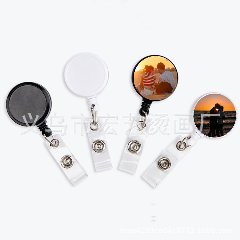 Factory Heat Transfer ABS Plastic 32mm Easy Snap Button, Sublimation Heat Transfer Black and White Blank Badge Reel