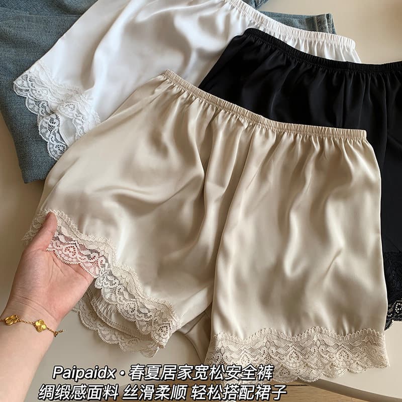 Lace Panties for Women Summer Thin Anti-Exposure Safety Shorts Homewear Breathable Skin-Friendly Tummy Control Base Layer Shorts