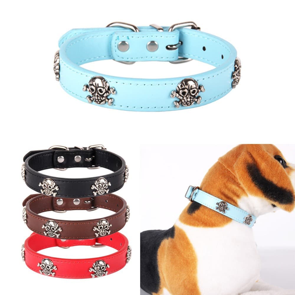 Punk Style Pirate Skull Dog Leash Creative Pet Collar PU Material for Dogs Halloween Universal Seasonal Use Wholesale Available