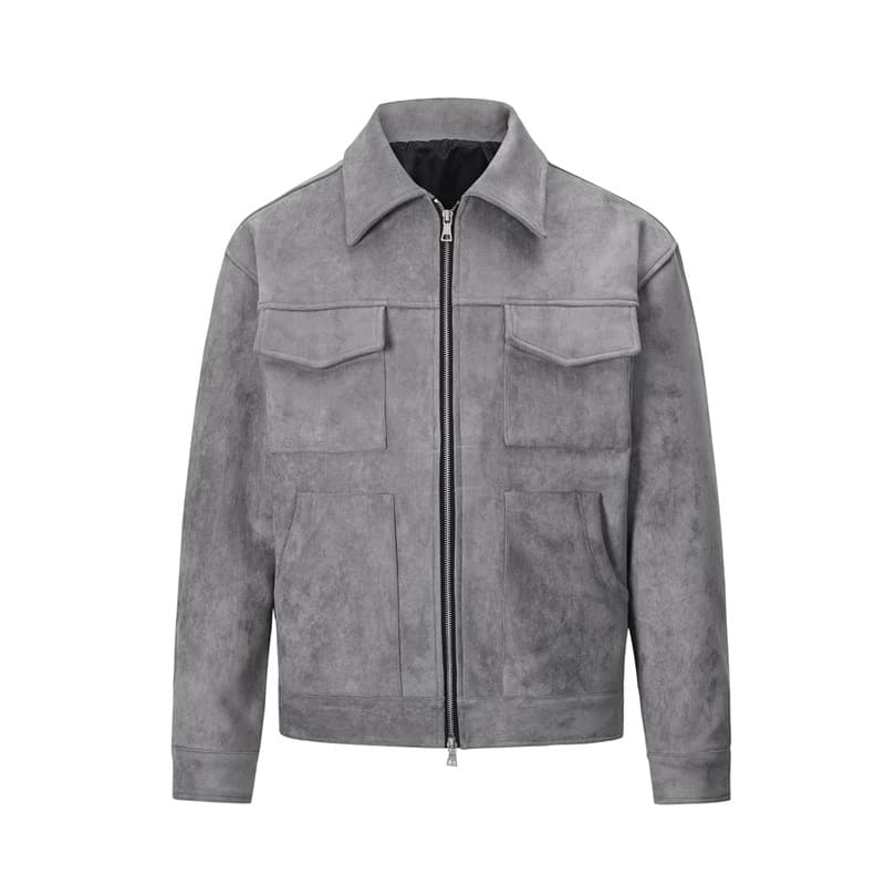 European and American High Street Ins Style Men's and Women's Jacket Suede Thickened Zipper Large Pocket Jacket