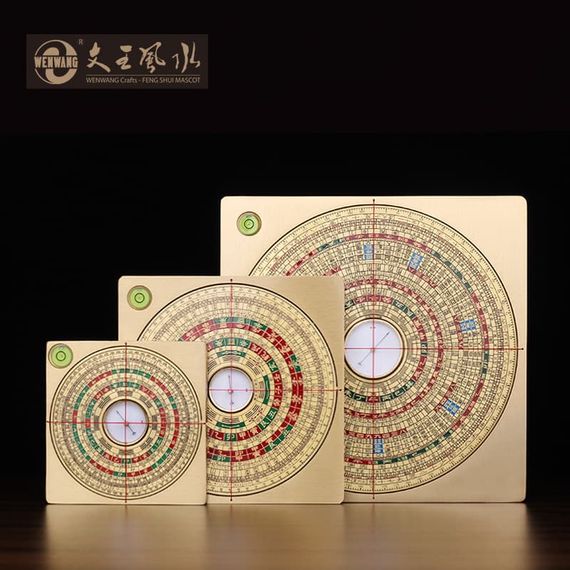 Wenwang Feng Shui Copper Compass Panel Full Copper Kanyu Compass Painted Copper Panel Ornaments Compass Manufacturer Wholesale