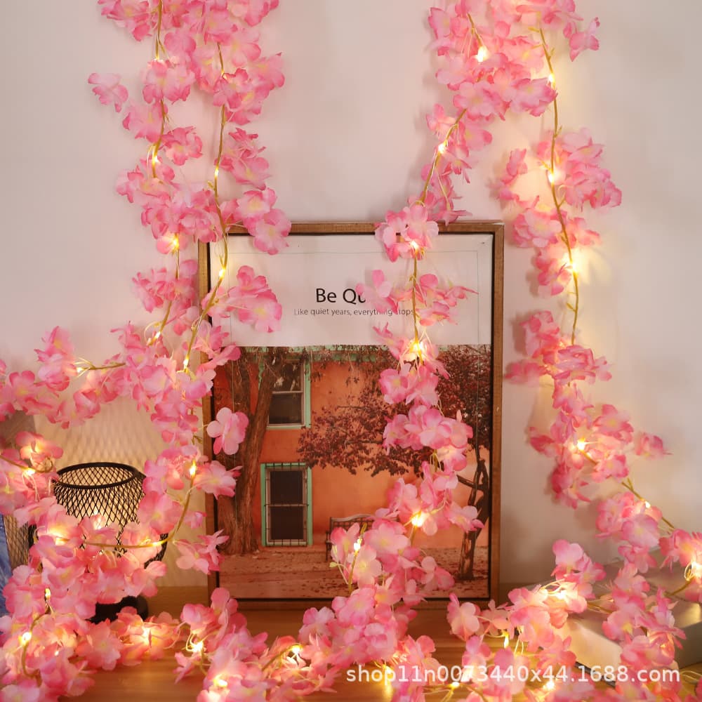 Cross-border Cherry Blossom Battery Box Light String LED Vine Light Simulation Cherry Blossom Battery Light String Garden Decoration Copper Wire Light