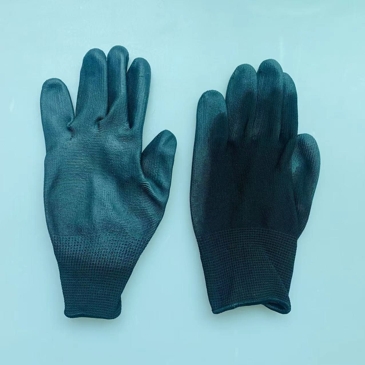 Factory supply black dust-free palm-coated PU gloves, PU nylon palm-coated gloves, model 789 anti-static.