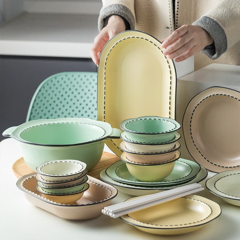 Mulanxi Ins Style Breakfast Plate, Creative Ceramic Dinner Plate, Trendy Deep Plate, New Tableware Home Dish