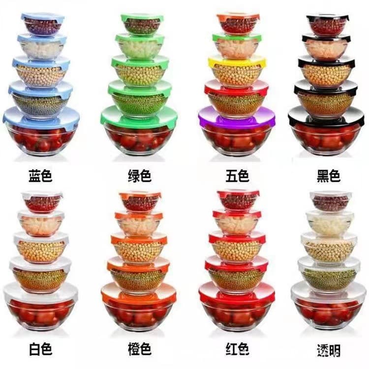 Manufacturer wholesale: 5-piece glass bowl sets (model 808), round glass food storage containers