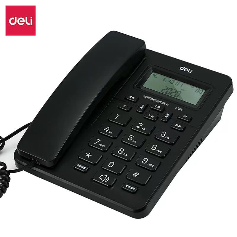 Deli Wired Fixed Desk Telephone, Landline for Home and Office Use, Single Unit with Caller ID, Reception Phone