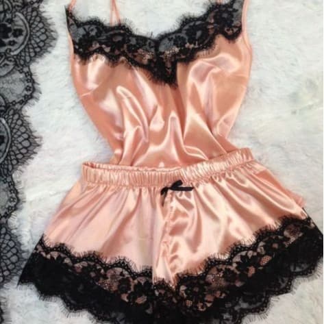 Amazon Cross-border Sexy Lingerie Camisole Lace + Shorts Women's Two-Piece Set Lycra Youth Style