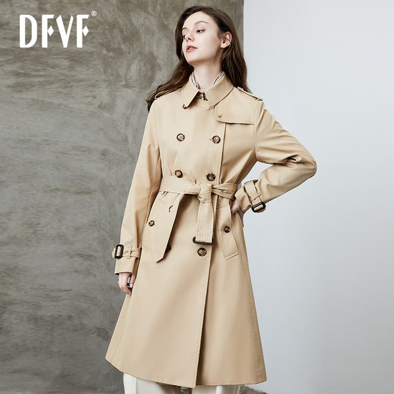 DFVF Yi Element Trench Coat for Women 2025 New Arrival Long Commute Elegance Versatile British Style Spring/Autumn Jacket In Stock