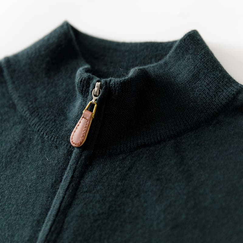 Fine-Knit Pure Cashmere Sweater Men's Half-Turtleneck Zipper Cardigan Knit Jacket 9523