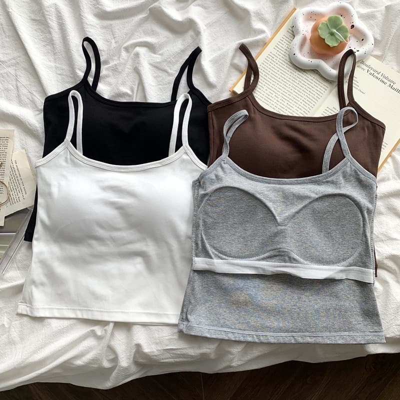 Export Integrated Vest with Chest Pad Korean Trendy Halter Top Solid Color Outerwear Short Crop Top