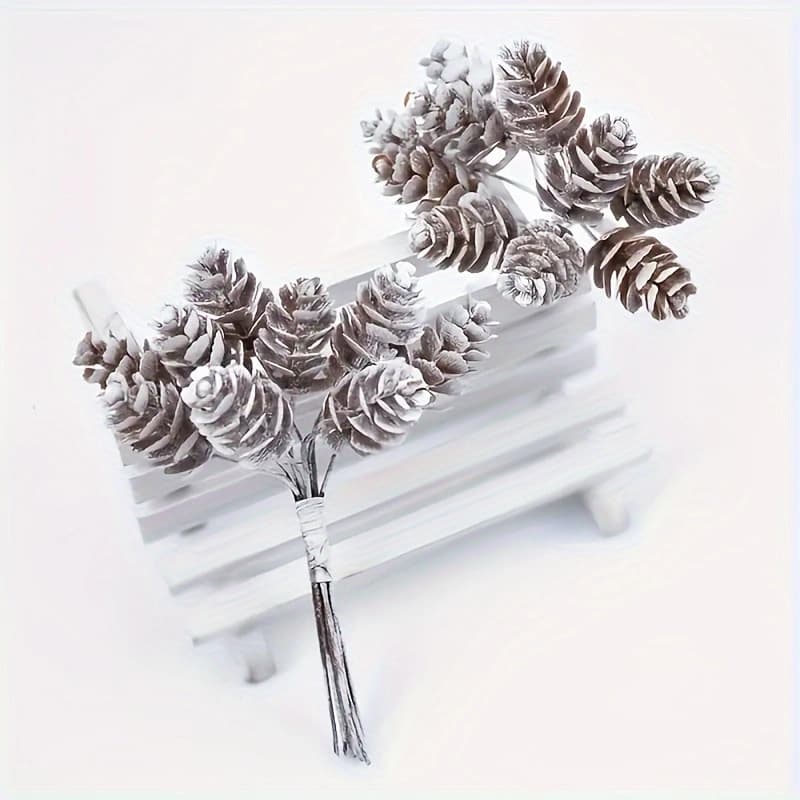 Cross-border Simulation Christmas Pinecone Gift Decoration Christmas Decoration Bundle of 10 Stems DIY Christmas Decor