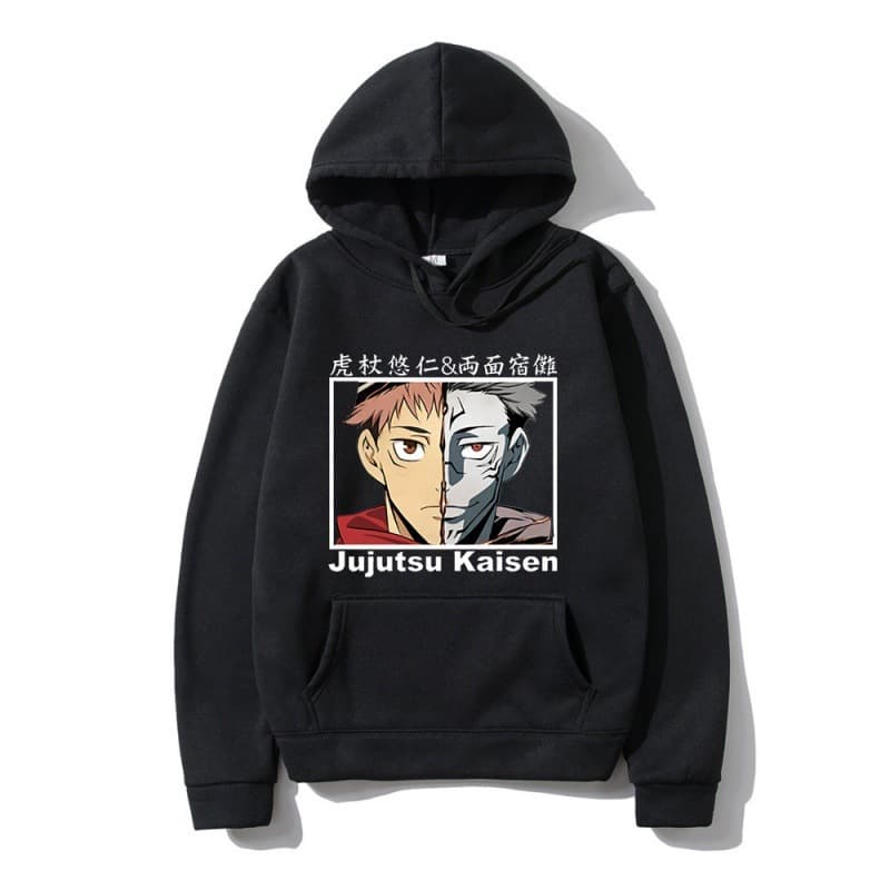 Jujutsu Kaisen Ryomen Sukuna Anime Fleece-Lined Hoodie Cross-Border Loose Fit Sweatshirt