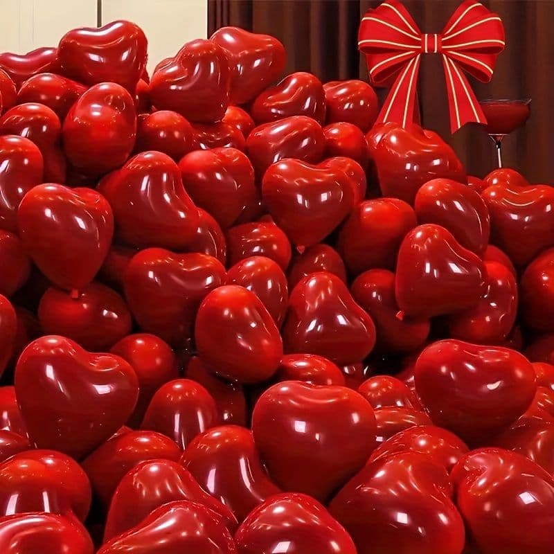 Wedding Balloons Heart-Shaped Double-Layer Festive Thickened Explosion-Proof Latex Balloons for Wedding Room Wedding Scene Decoration Arrangement