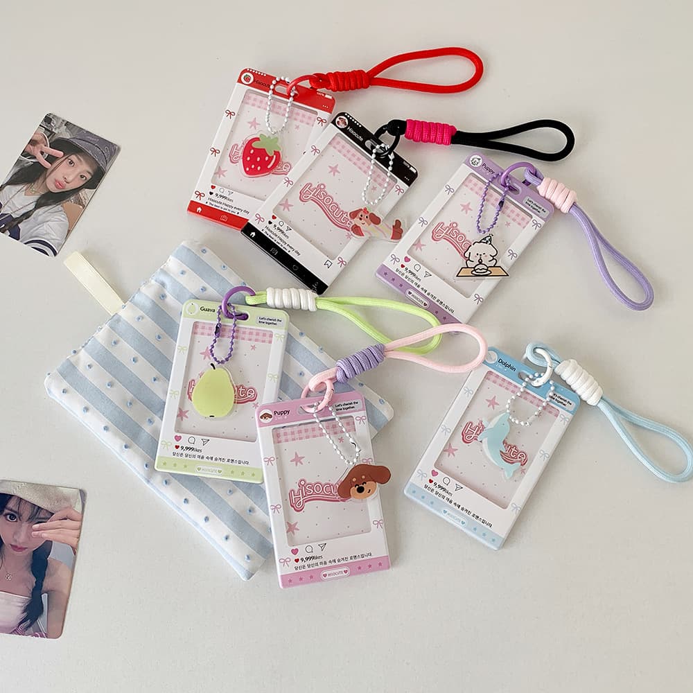 Korean-style cute transparent card holder acrylic photocard protective case for students, access card, meal card, ID card holder with lanyard