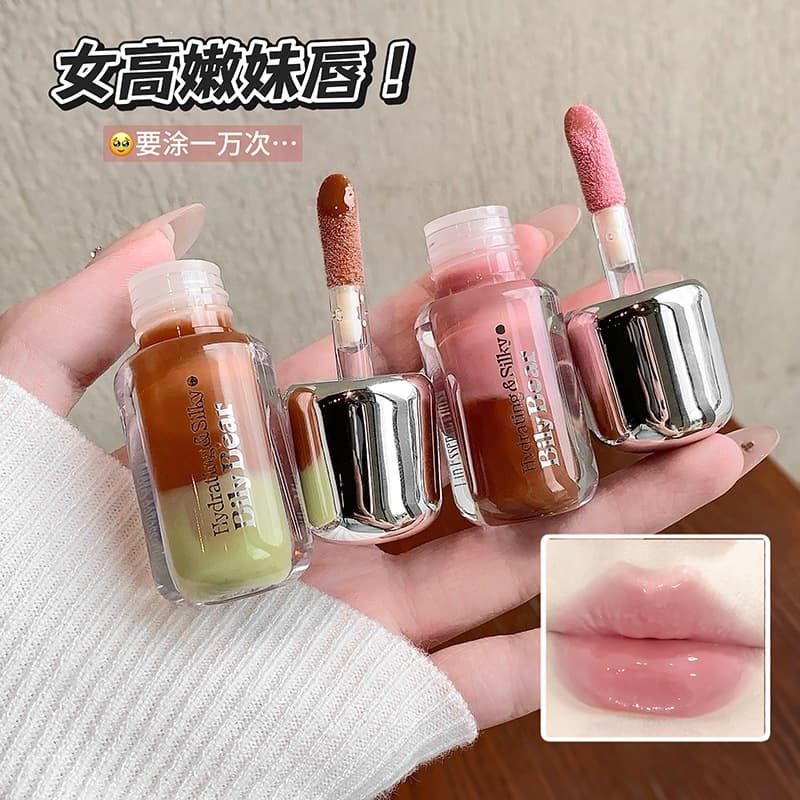 Bily Bear Hybrid Lip Serum Gloss, Dewy Mirror Plump Lips, Moisturizing and Hydrating, Non-Stick Cup Lip Gloss