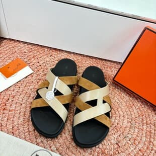 2026 Early Spring Thick Sole Leather Upper Uncle Slippers Fashion Cowhide Upper Large Size Export Beach Shoes Men's and Women's Shoes