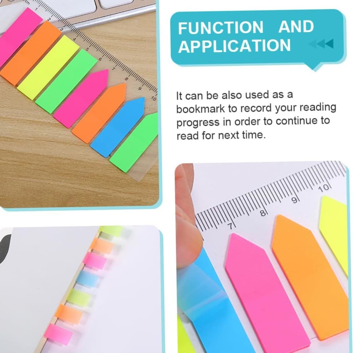 12cm Ruler Sticky Notes for Students, Index Labels, Rectangular with Arrow Combo, Transparent Memo Notes