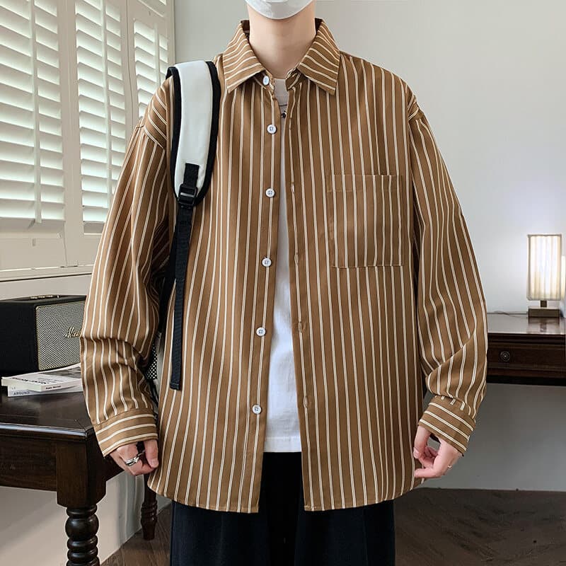 Drop Shipping 2025 New Autumn Four-Way Stretch Hong Kong Style Loose-Fit Casual Long Sleeve