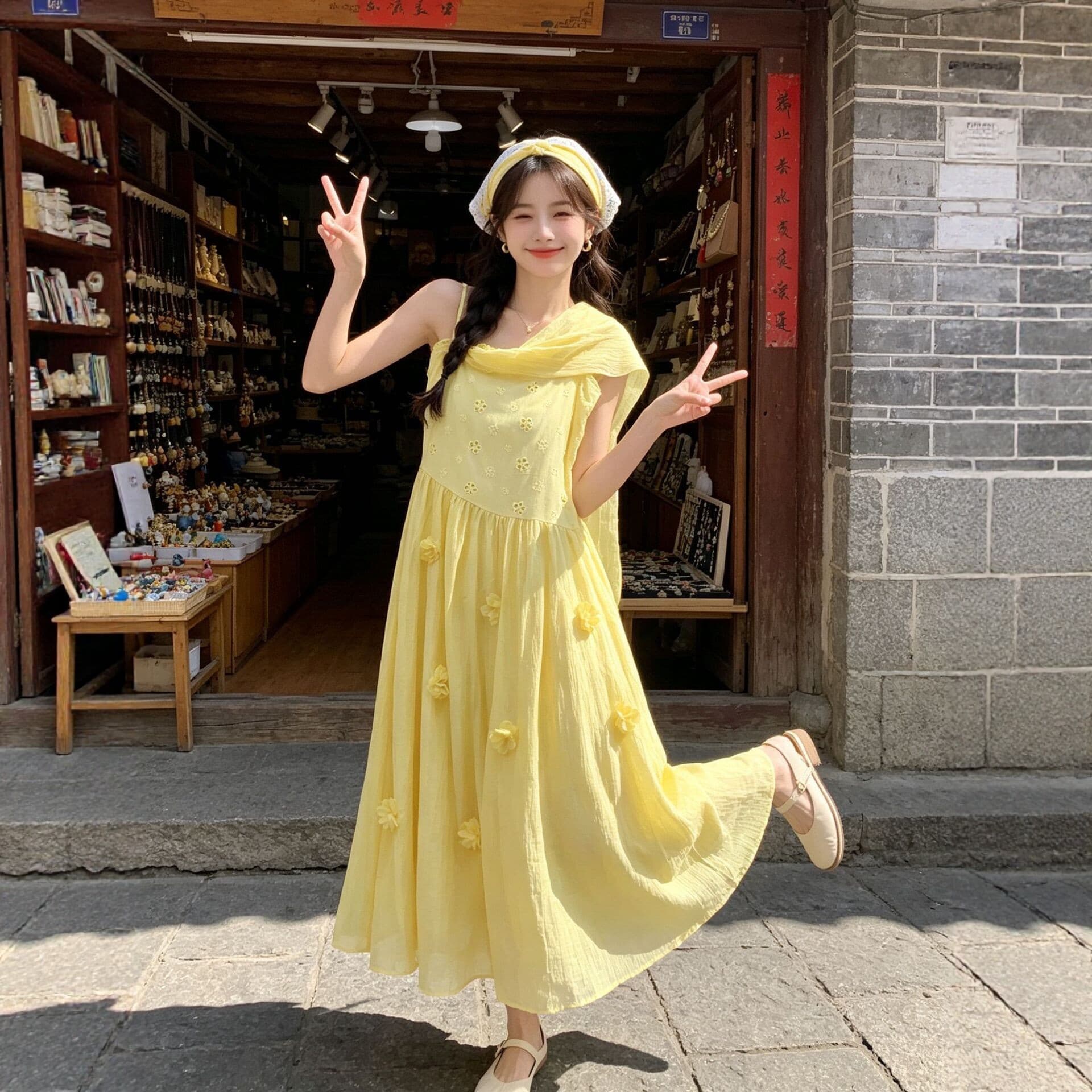 New Summer Strapless Dress for Women Long Slimming Beach Vacation Style Embroidered Floral Artistic Retro Dress