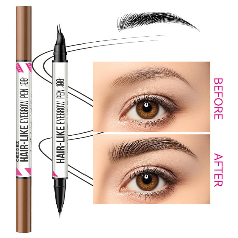 Cross-border Hot Selling Angled Dual-Ended Forked Eyebrow Pencil and Eyeliner 2-in-1