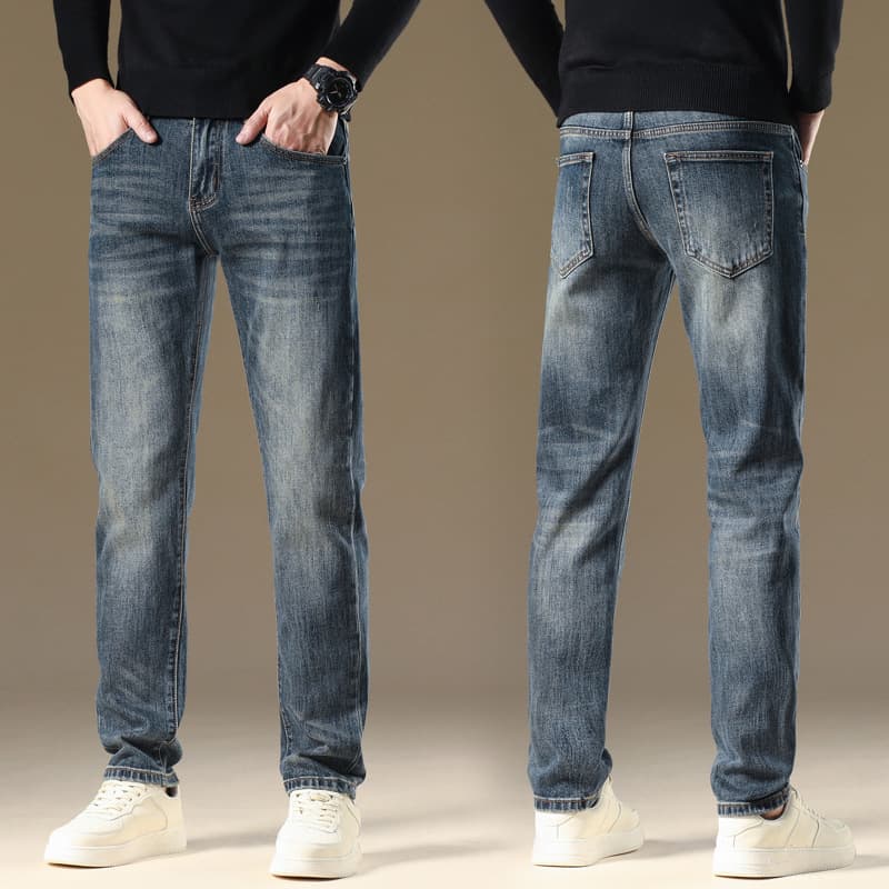 European Retro Blue Jeans for Men, Trendy Brand, Fall New Arrival, Slim Straight Leg Pants for Spring and Autumn