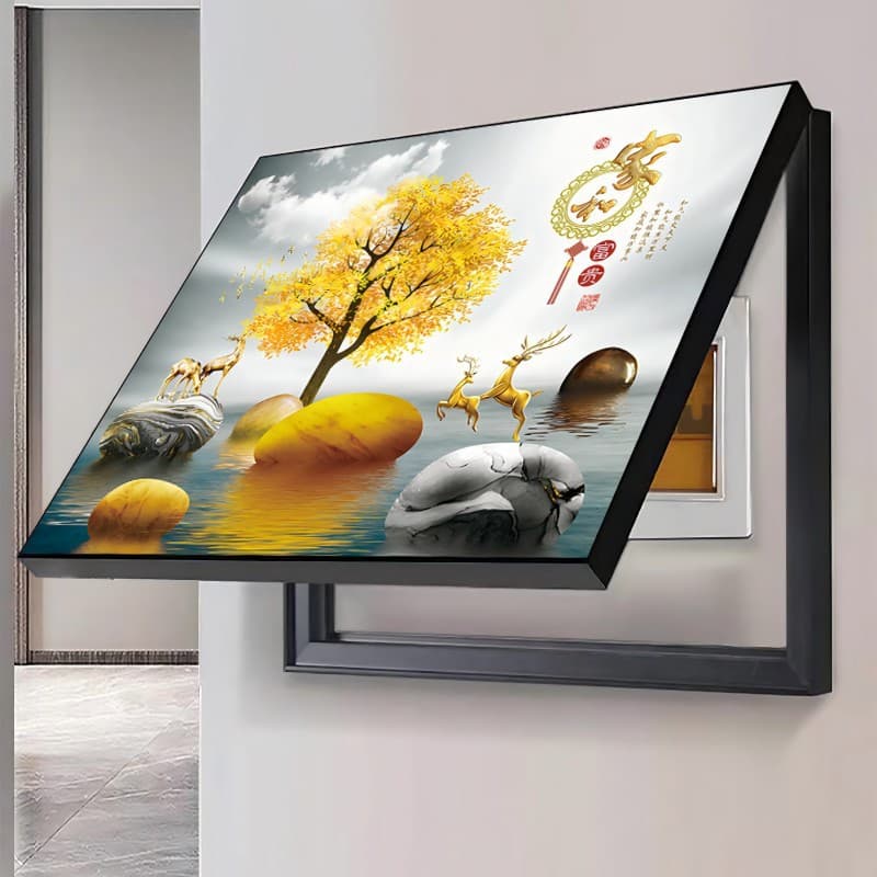 Decorative Painting for Electrical Meter Box, Gourd Restaurant Entrance, No-Drilling Living Room Distribution Box, Weak Current Box Cover Art