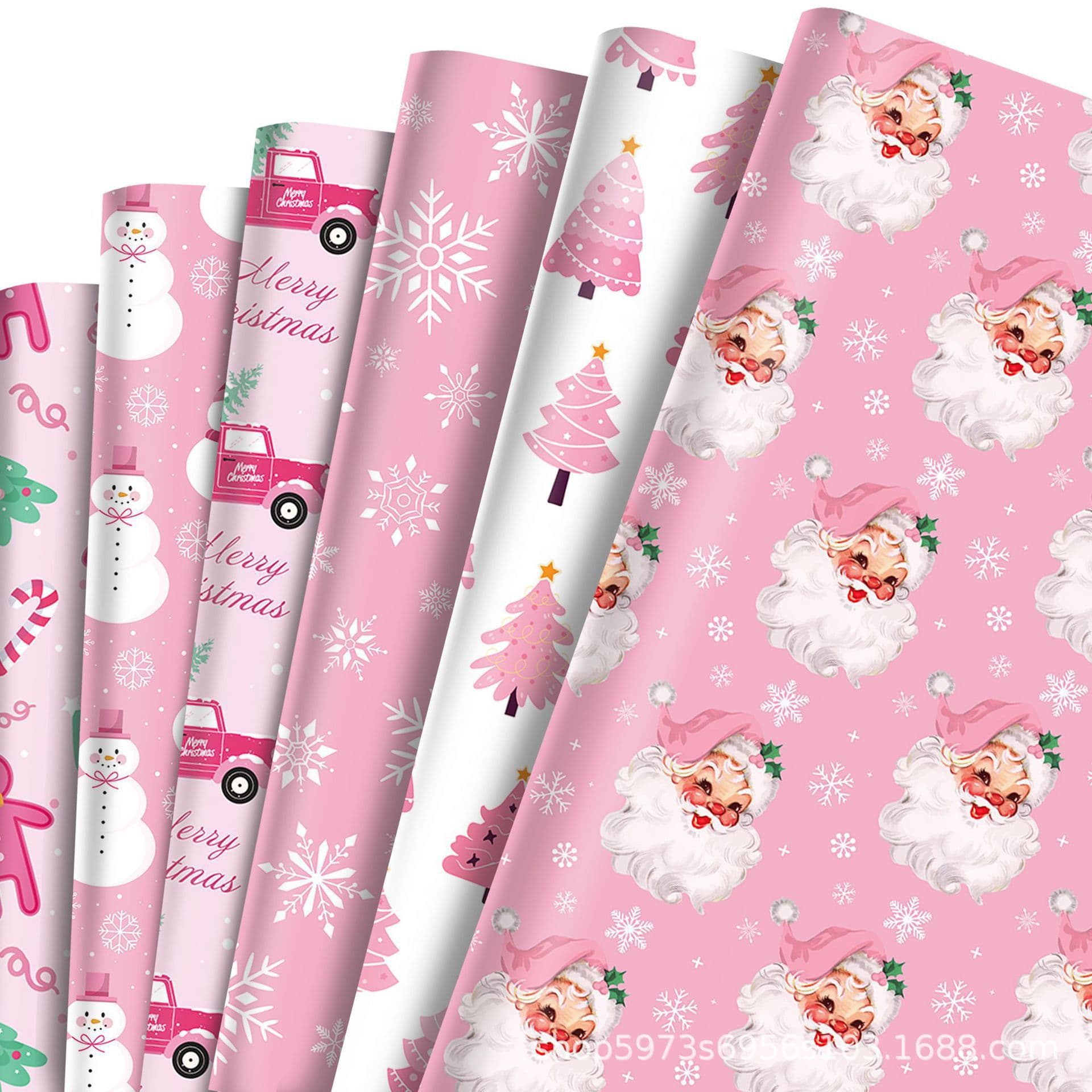 WZ070 Pink Christmas Snowman Gift Wrapping Paper Party Gift Box Decorative Outer Packaging Paper
