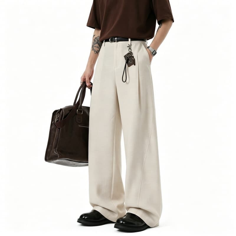 2026 Summer New Men's Solid Color Casual Pants Imitation Linen Trousers Scimitar Pants Large Size Trendy Harem Pants Casual Pants