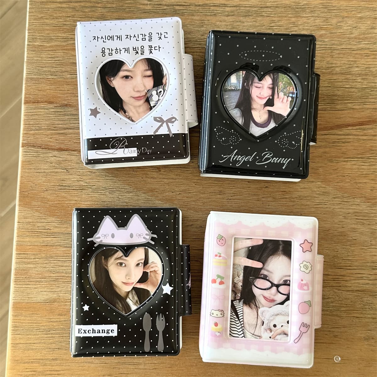 Korean Ins-style Bowknot Cat 1-Grid Card Album Snap Button 3-inch Polaroid Photo Album Idol Small Card Storage Book