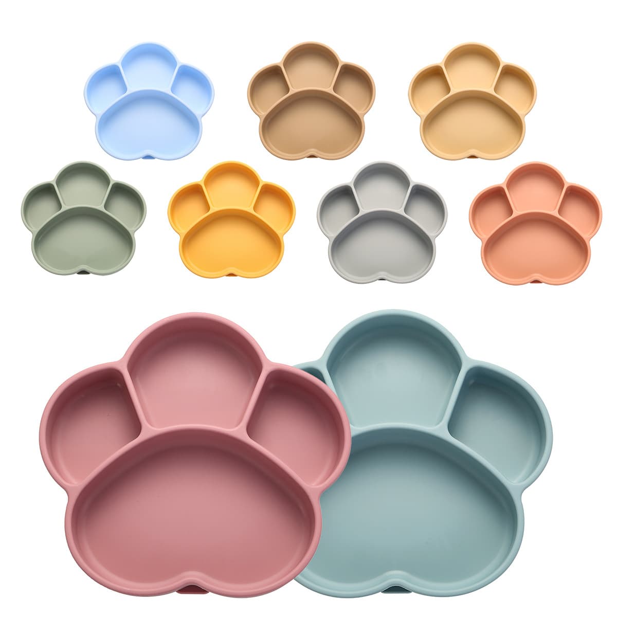 Amazon's most popular children's silicone dinner plate, food-grade baby food dinner plate, creative baby compartmentalized silicone plate