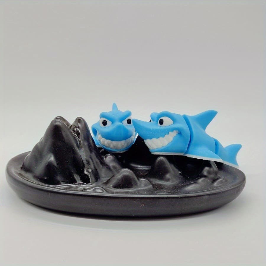 3D Printed Smiling Shark Decoration Cute Tooth Shark Sculpture with Playful Smile Room Living Room Ornament