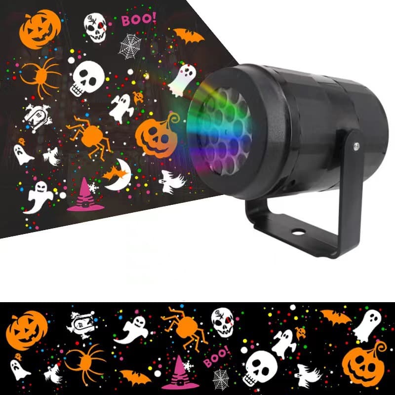 New Halloween Projection Light 16 Patterns Christmas Holiday Lamp Colorful Rotating Stage Light LED Film Pattern Projector