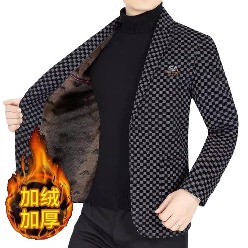 Factory direct sales, professional dropshipping of thickened winter men's woolen suits, fleece-lined single-layer blazers, and casual wear for middle-aged men.